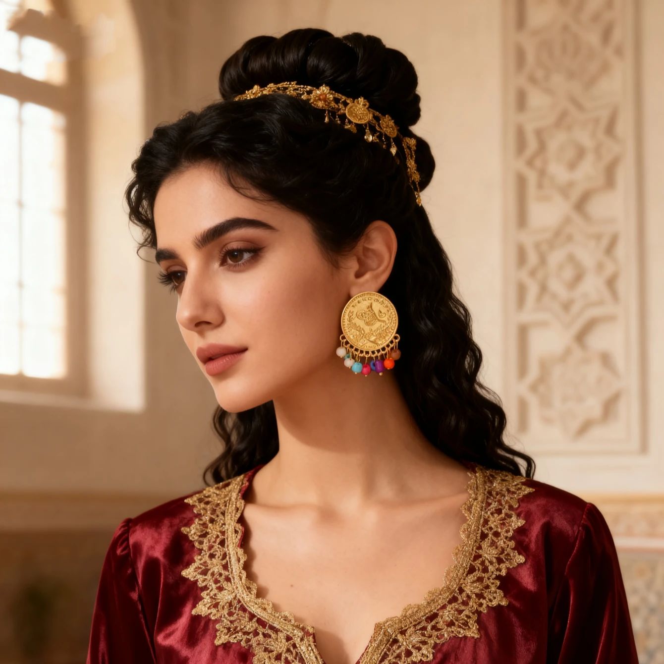 حلق على شكل عملة تركية مطلي با - مراجعة Ethnic Fashion Co In وسعره